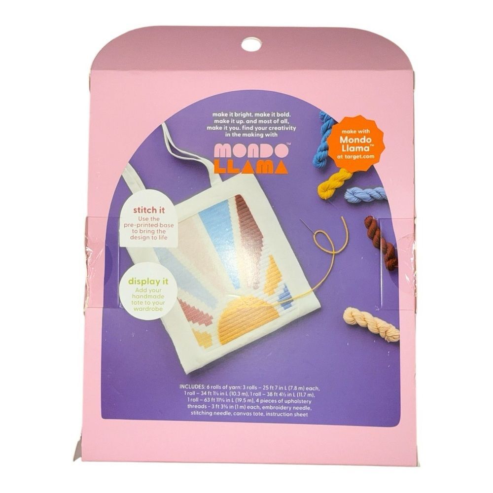 DIY Embroidered Tote Bag Kit MONDO LLAMA Boho Hand Stitch Needlework Craft Set - Picture 2 of 3